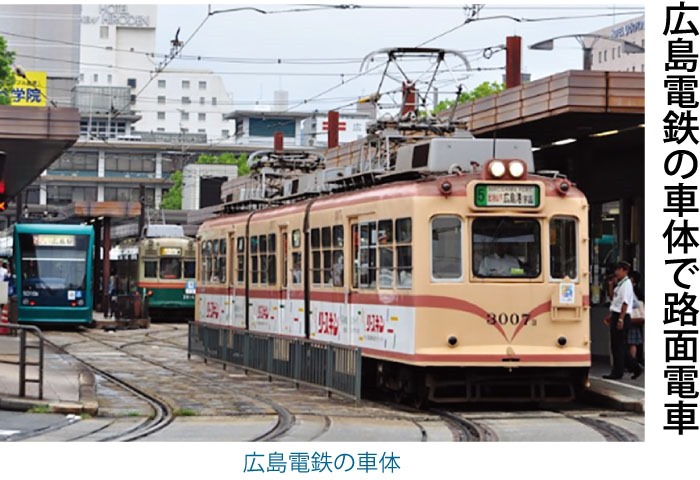 広島電鉄の車体で路面電車