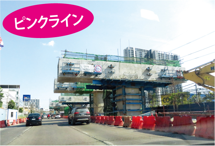 チェンワッタナ通りで、ムアントンタニーからの路線も合流するシリラット駅の現在の工事は遅れている感じだ