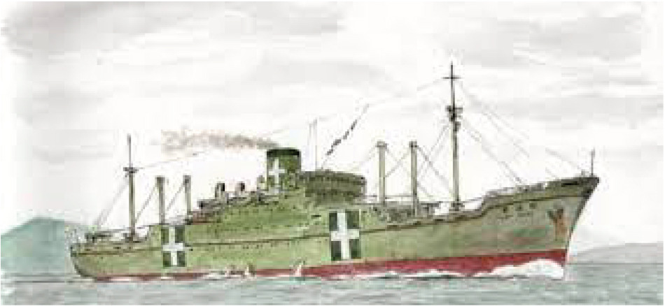 日本郵船貨客船・阿波丸（1943年建造）のイラスト